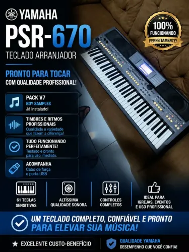 Teclado psr-s670 pack boy V7 já instalado 