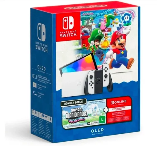Nintendo switch oled + super Mario Bros Wonder + 3 meses Nintendo switch online + garantia