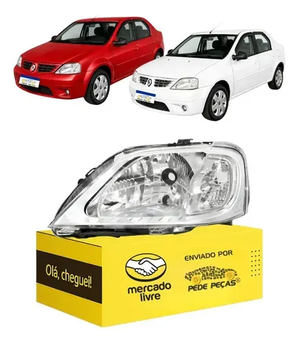 Farol Renault Logan 2007 2008 2009 2010 Cromado Le Esquerdo/motorista
