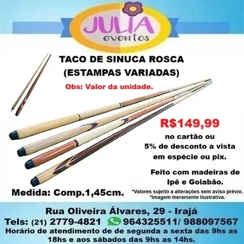 Taco Rosca p/ Mesa de Sinuca 1,45cm  