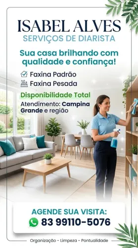 Serviços de Diarista - Faxina Residencial em Campina Grande e Região