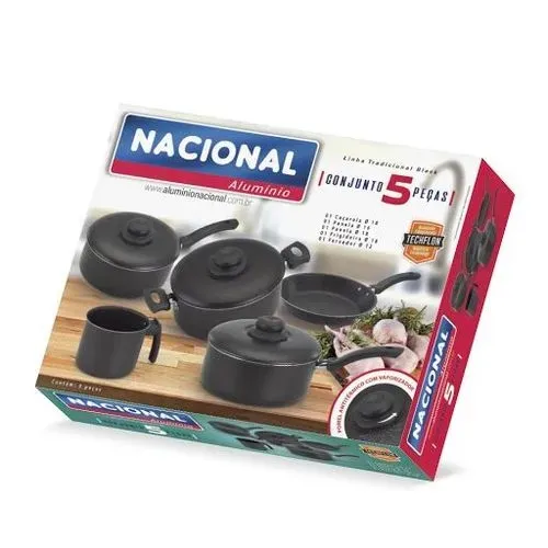 Conjunto de Panelas Antiaderente 5 Peças - Alumínio Nacional