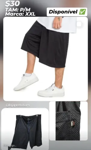 BERMUDA BASQUETE XXL  - Preto TAM: P/M