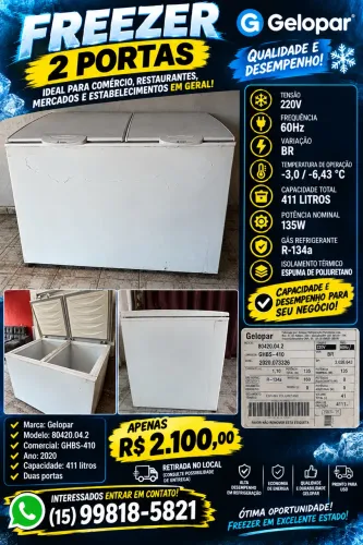 Freezer horizontal 2 portas 411L