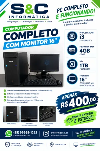 ? PC COMPLETO POR APENAS R$ 400,00!
