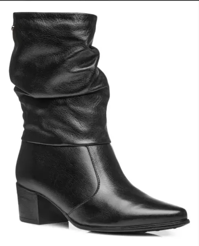 Bota Pegada Sanfonada Couro Legítimo Moda quentinha Forrada slouchy