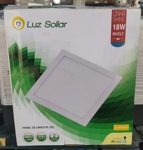 Painel De LED  6000K 18W 22X22  Quadrado Embutir G-Light/Luz Sollar 