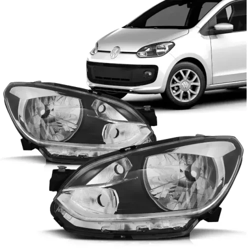 Farol Preto Filete Cromado VW UP 2014 2015 2016 