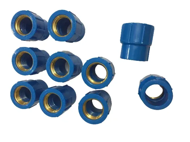 Conexão Luva Soldável Com Bucha Latão PVC Azul 20x1/2 - 15 unidades