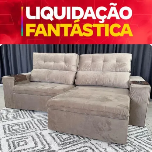 Liquidação sofá Niterói com 4 lugares na cor bege 
