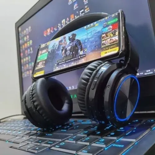 Fone Headphone Blitzwolf Airaux/Gamer c/rgb/treino/Graves absurdos/Cartão/20Hrs bateria 