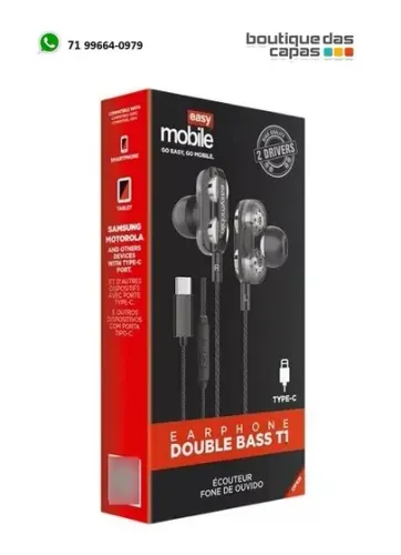 Fone De Ouvido Tipo C Double Bass T1 Easymobile duplo drive ( promoção)