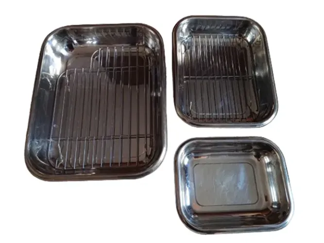 Jogo com 3 Travessas Inox Perfectha com 2 Grades Anos 2000