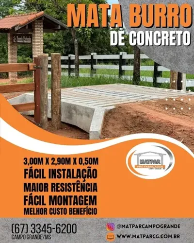 Mata Burro de Concreto 3,00m X 2,90m X 0,50m - Fácil instalação
