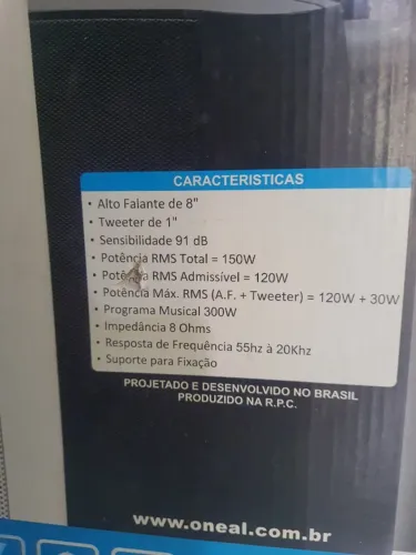 Caixa Acústica Ambiente Oneal Ob 320 150w Rms Preto