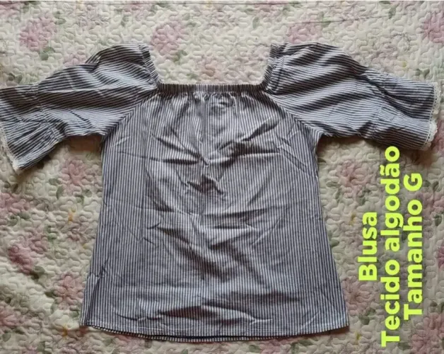 Blusa de algodão listrada tamanho M
