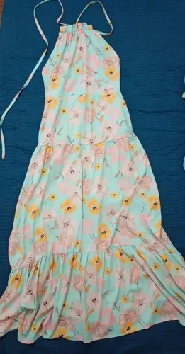 Vestido longo flores desapego