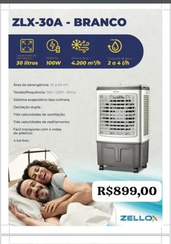 Climatizador de Ar Zellox ZLX-30A Branco - 30 Litros