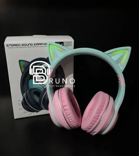 Fone de Ouvido Bluetooth com Design de Gato - Novo