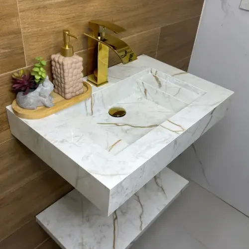 Lavatório de Porcelanato Sob Medida - Acabamento de Alto Padrão