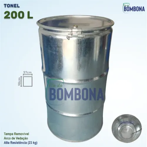 Tonel Metálico Galvanizado Tampa Grande - Top de Linha (Tambores/Toneis/Bombona)