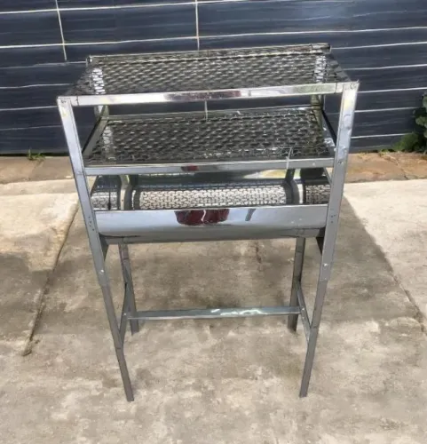Churrasqueira Dupla Grande 40x60 em Aço Inox c/ Pé Dobrável