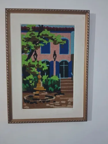 Lindo e Raro Quadro Bordado a Mão