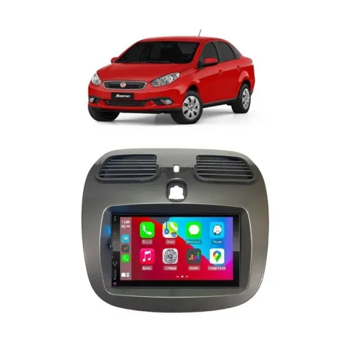 Kit Multimídia Grand Siena 2012 até 2018 7 Pol CarPlay AndroidAuto USB SD Rádio Bt