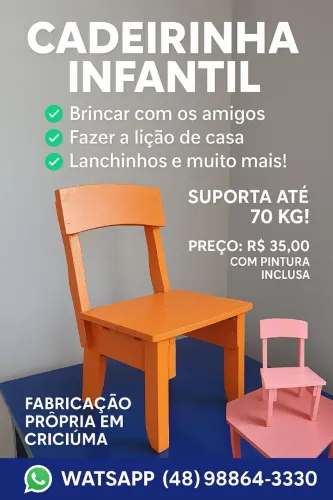Cadeirinha Infantil Colorida com Pintura Inclusa