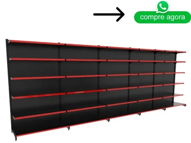 Gondola de Parede 6 Bandejas Preta Polar