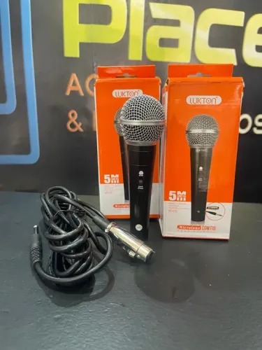 Microfone Com Fio Lukton 5M - Ideal para Karaoke e Transmissões