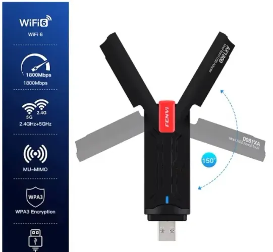 Fenvi wifi 6 adaptador usb banda dupla ax1800