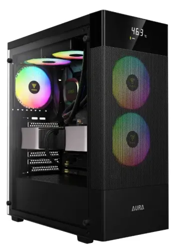 Gabinete ATX, 3 fans ARGB, display de temperatura, novo, lacrado, com garantia!