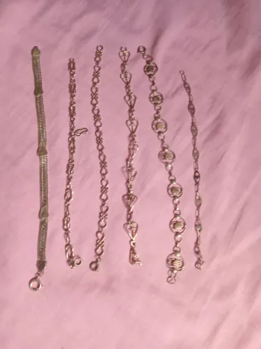 6 Pulseiras em Prata, modelos diferentes.