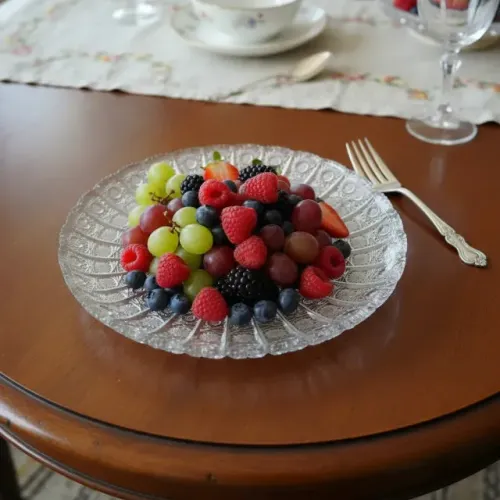 Belíssimo Prato Vintage em Cristal Tcheco Lapidado à Mão