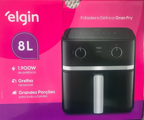 Fritadeira Elétrica Air Fryer Gran Fry Elgin - 8 Litros Preto