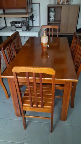 Mesa Madeira 1,60 X 85 com 6 cadeiras