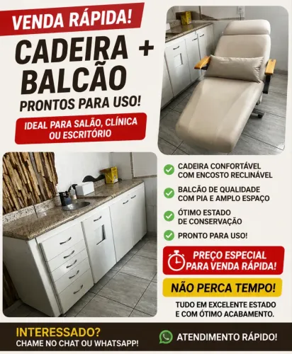 Balcão de mármore amarelo e caldeira ergométrica para espaço de estética e beleza