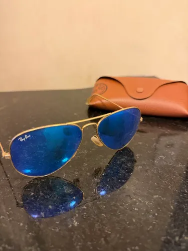 Óculos Ray-Ban Aviator Original - Lentes Espelhadas Azuis