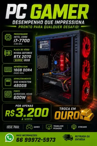Pc gamer i7-7700 RTX2070 8GB 16gb ddr4
