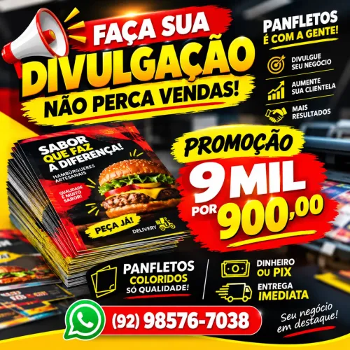 Panfletos 10x15cm só frente 