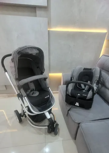 Carrinho Bebê Safety 1st Mobi Trio 3 em 1 Completo c/ Bebê Conforto e Base