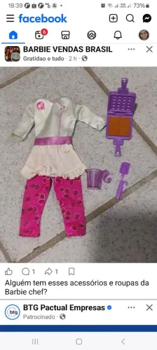 Roupa e acessórios da barbie chef