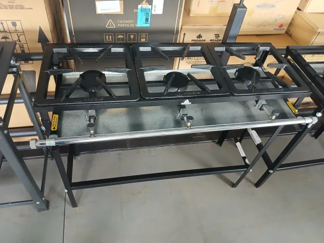 Fogão Industrial 3 Bocas Alta Pressão 30x30