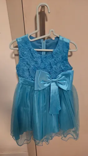 Vestido festa azul infantil 5-6 anos