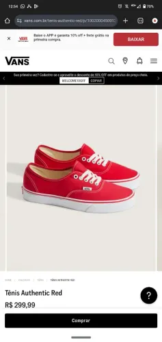 Tênis Vans Authentic red vermelho 