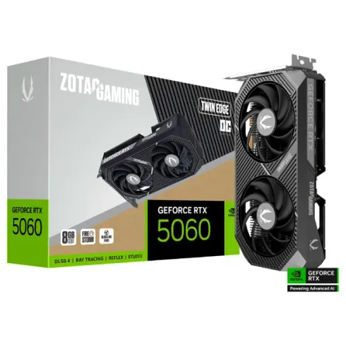 PLACA DE VIDEO ZOTAC GEFORCE RTX 5060 TWIN EDGE OC 8GB GDDR7 128BITS ZT-B50600H-10M