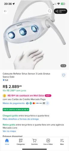 Refletor led cadeira odontologia novo !