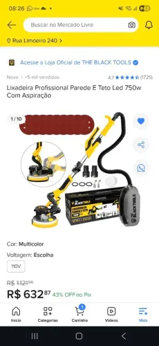 Lixadeira profissional parede e teto