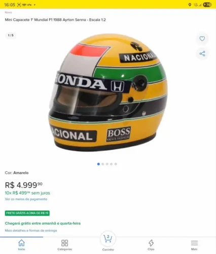 MINI CAPACETE F1 Ayrton Senna